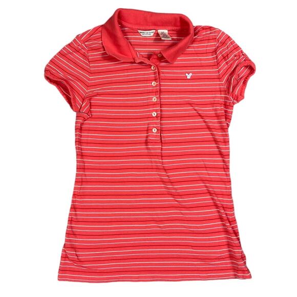 Vintage American Eagle Womens Size S Y2K Short Sleeve Polo Shirt Stripes - Picture 1 of 8